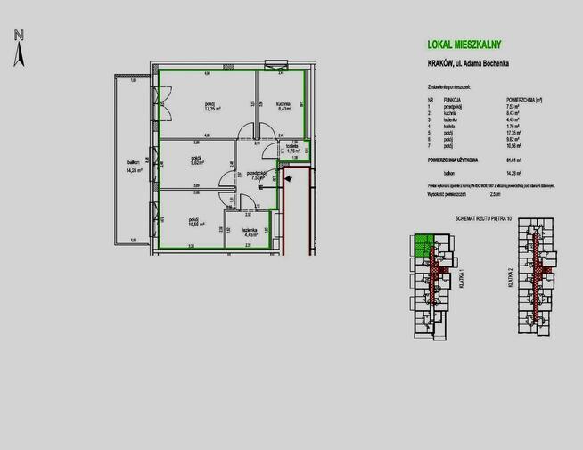 Na sprzedaż mieszkanie 61,61m2