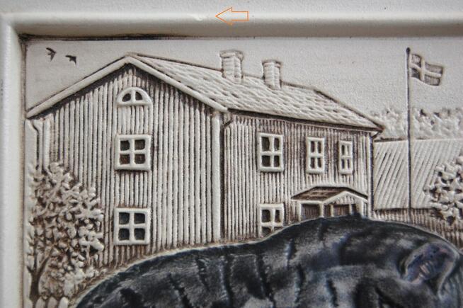 Kot, kotek, obrazek ceramiczny Jie Gantofta Szwecja vintage