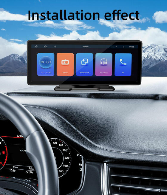 BQCC 10,26-cali bezprzewodowy CarPlay + kamera cofania