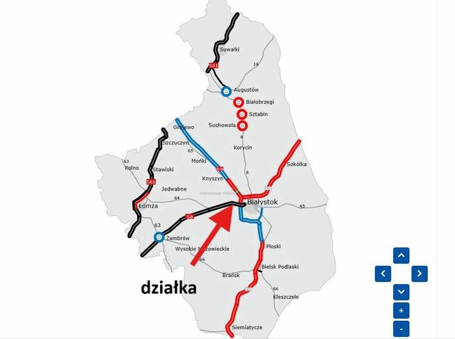 Dwie działki przy trasie S8, 5 km od Białegostoku