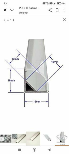PROFIL taśma LED narożny kątowy z szybka do taśm lampek lamp
