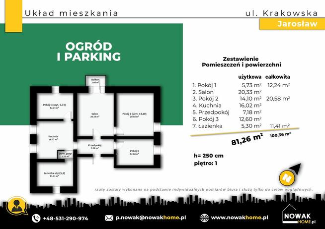 Do Wynajęcia/mieszkanie/81m2/4pokoje/ Krakowska Jarosław