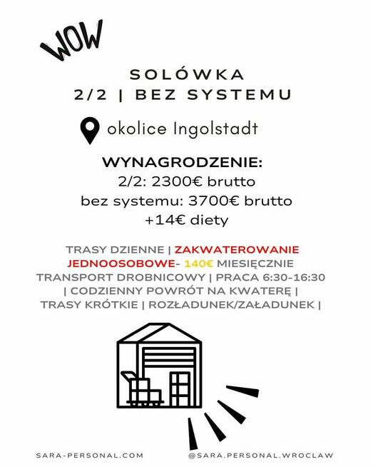 Kierowca kat. C- solówka- 2/2 | 2300€ + diety!