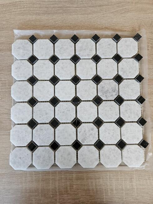 Mozaika Marmurowa CRISTAL WHITE/NERO MARQUINA 30,5x30,5x1