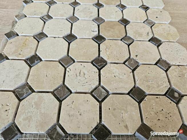 Mozaika marmurowa TRAWERTYN BEIGE/HANG BROWN 30,5x30,5x1