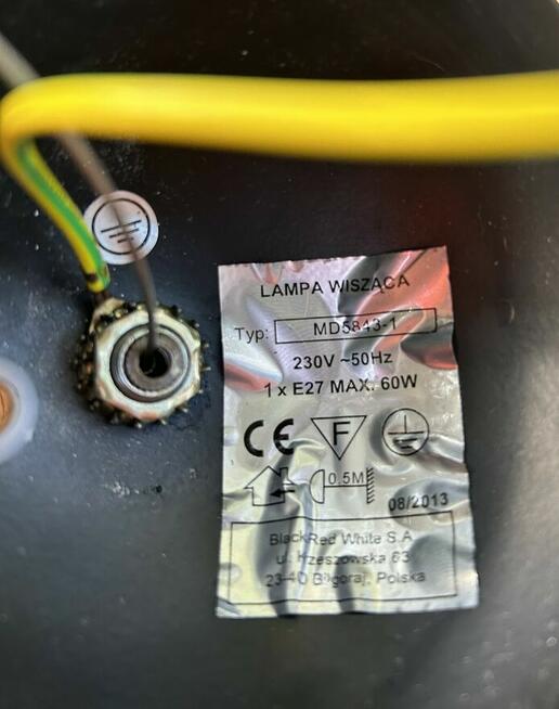 Lampa wisząca czarna MD 5843-1 Black Red White E27 60 W