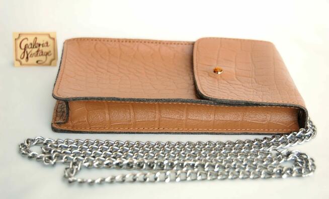 Batycki saszetka damska na telefon skórzana torebka na ramię