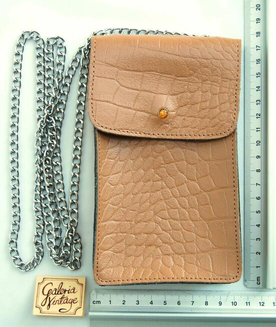 Batycki saszetka damska na telefon skórzana torebka na ramię