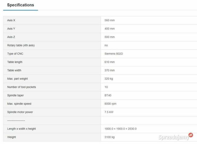 Centrum obróbcze CNC firmy XYZ Mini Mill 560