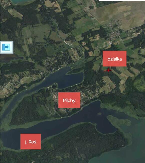 Duża działka rekreacyjna w Pilchach jezioro Roś
