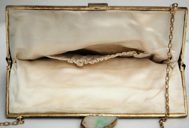 Torebka gobelinowa do ręki, gobelin, jadeit, Paryż, Francja