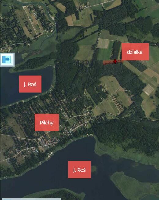 Duża działka rekreacyjna w Pilchach jezioro Roś