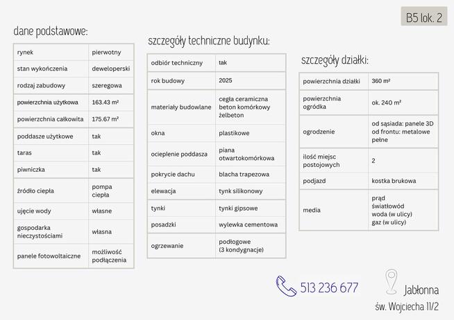 PROMOCJA - 3 kondygnacje użytkowe - 163.89 m² - JABŁONNA