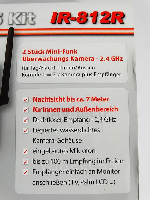 Bezprzewodowy zestaw kamer JAY-tech Wireless Kit IR-812R