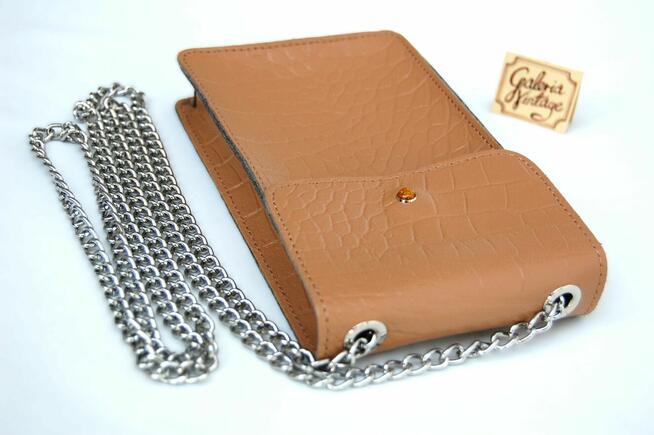 Batycki saszetka damska na telefon skórzana torebka na ramię