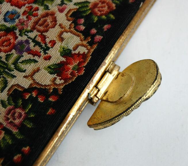 Torebka gobelinowa do ręki, gobelin, jadeit, Paryż, Francja