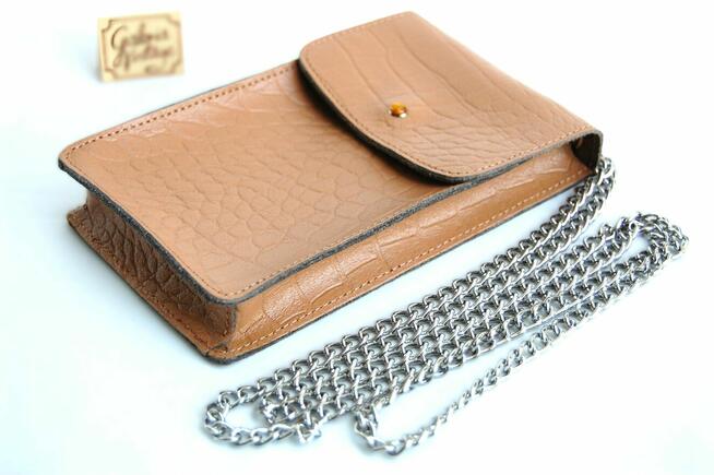 Batycki saszetka damska na telefon skórzana torebka na ramię