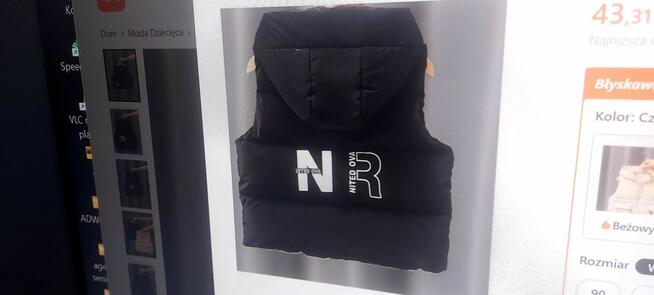 czarna kamizelka ortalion/puch ocieplana z nadrukiem R-N