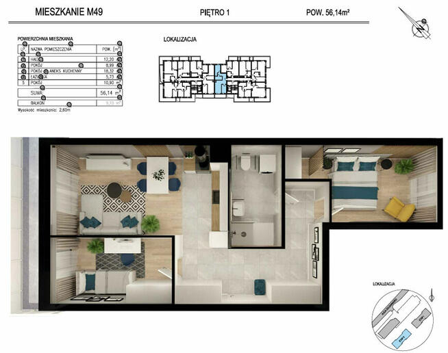 Nowe >3 pokoje > 56,14 m2 > Al. Solidarności