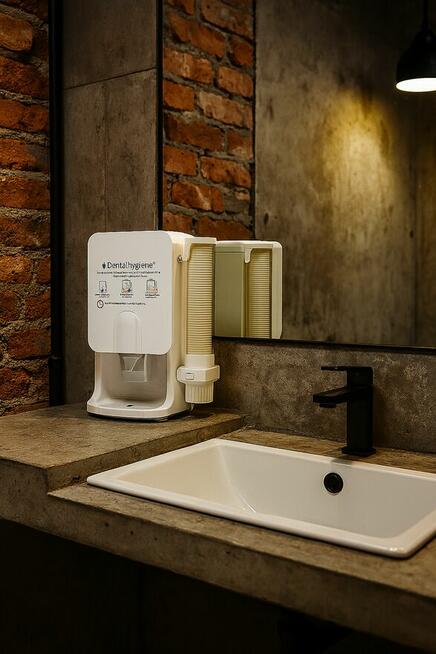 Dozownik płynu z kubeczkami do płukania higieny jamy ustnej