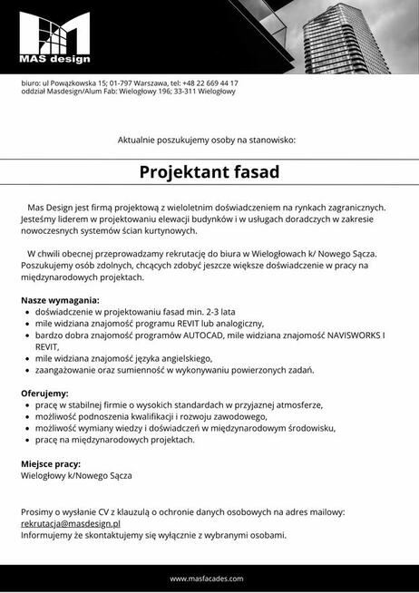 Zatrudnię Projektanta fasad