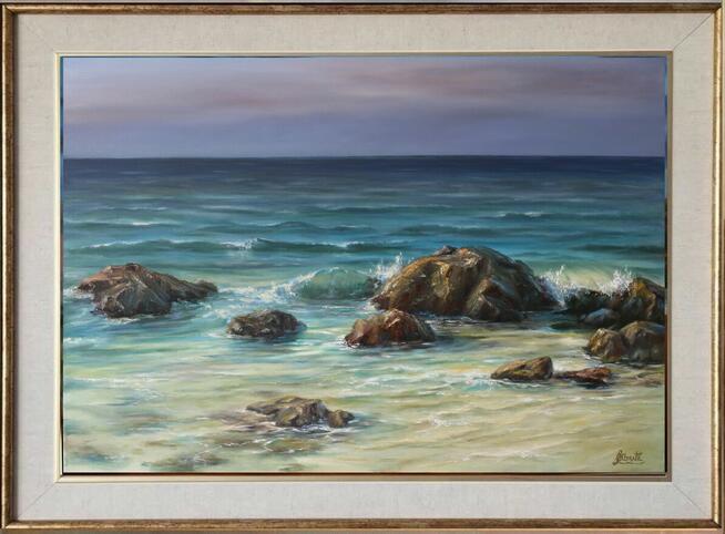 Morze Wieczorową Porą, ręcznie malowany olejny