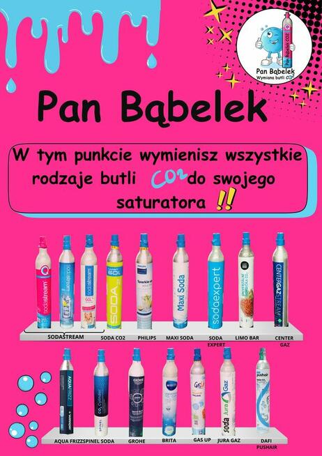 Wymiana butli CO2 do sturatorów Sodastream, Dafi, Brita