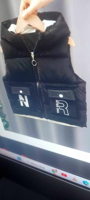 czarna kamizelka ortalion/puch ocieplana z nadrukiem R-N