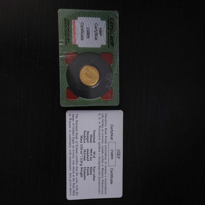 Sprzedam złotą monetę 50 zł Orzeł Bielik w stanie idealnym