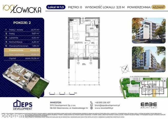 2-pokojowe mieszkanie 41m2 + ogródek
