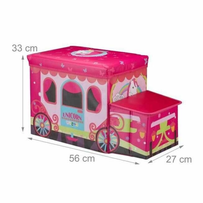 Pufa dla Dzieci Dziecka Różowa Pojemnik na zabawki Krzesełko