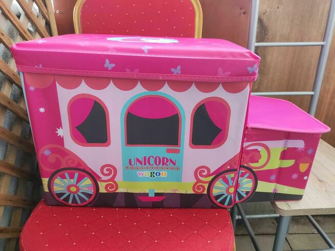 Pufa dla Dzieci Dziecka Różowa Pojemnik na zabawki Krzesełko