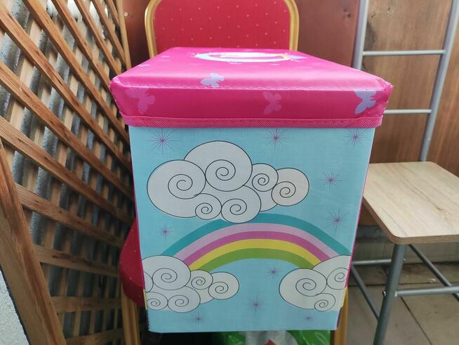 Pufa dla Dzieci Dziecka Różowa Pojemnik na zabawki Krzesełko