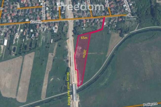 Duża łąka nad Krzną przy nowym moście i ścieżce