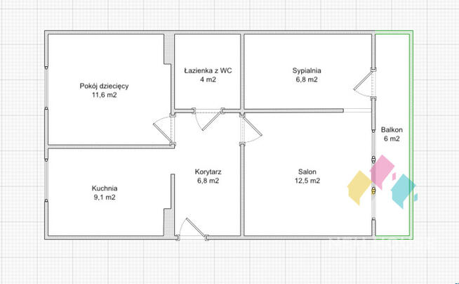 Żołnierska, 3 pok, 50,8 m2, duży balkon,