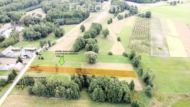 Działka budowlana z WZ 1900m2 Ostrownica