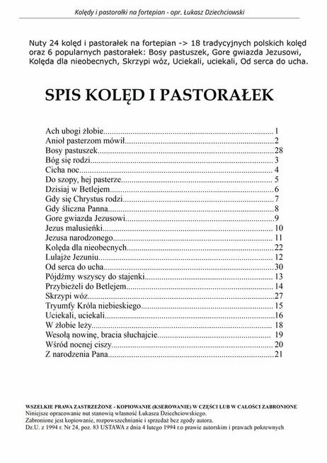 Kolędy na fortepian, pianino - nuty 24 kolęd, nowe wydanie