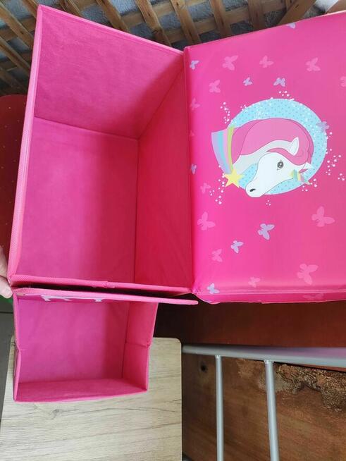 Pufa dla Dzieci Dziecka Różowa Pojemnik na zabawki Krzesełko