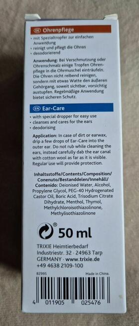TRIXIE EAR CARE plyn do pielęgbacji uszu PSA KOTA I KRÓLIKA
