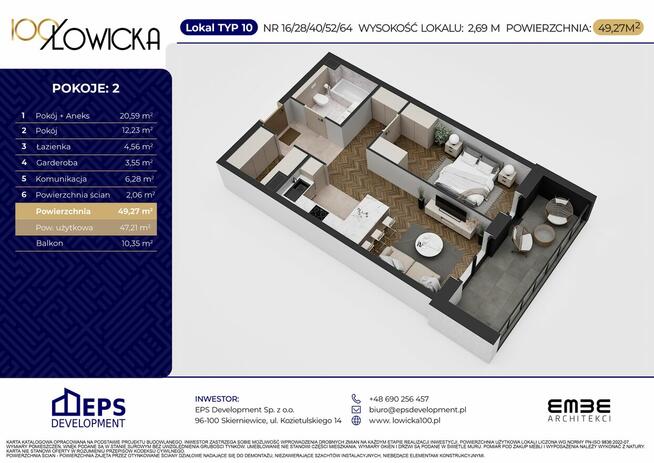 Mieszkanie na sprzedaż - 47 m² - 2 pokoje Skierniewice Widok