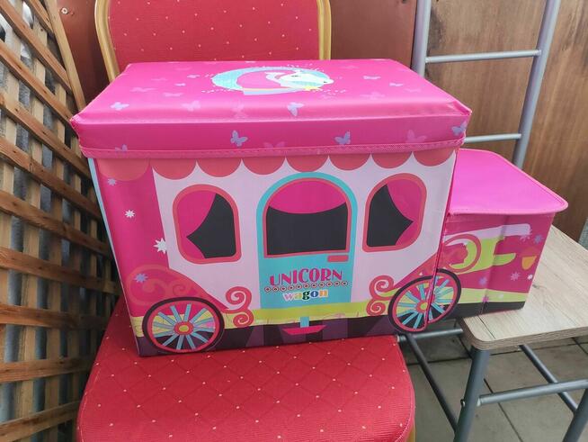 Pufa dla Dzieci Dziecka Różowa Pojemnik na zabawki Krzesełko