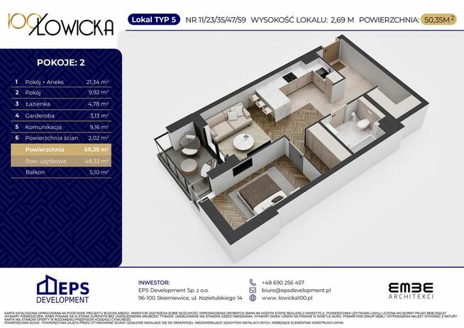 Mieszkanie na sprzedaż - 48 m² - 2 pokoje Skierniewice Widok