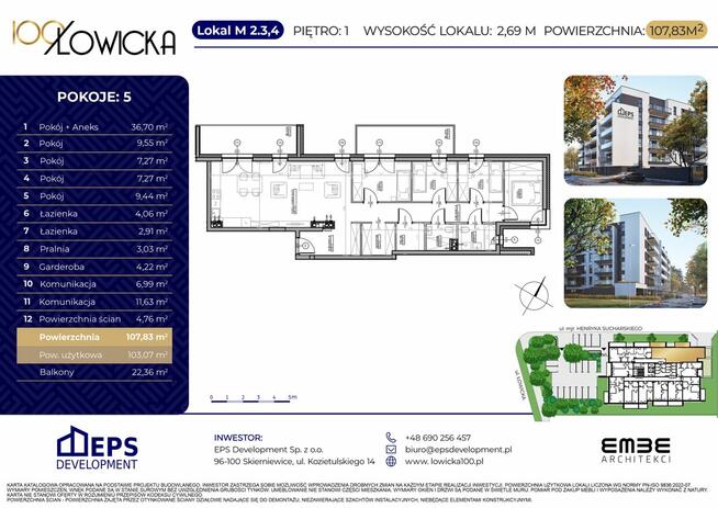 Mieszkanie na sprzedaż - 103 m² - 5 pokoi Skierniewice Widok