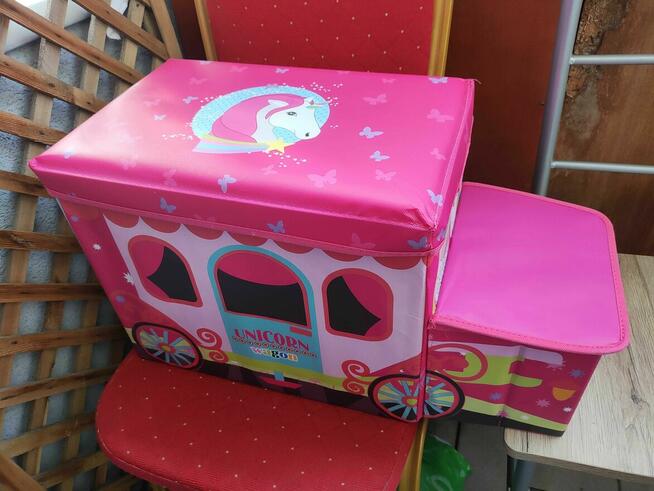 Pufa dla Dzieci Dziecka Różowa Pojemnik na zabawki Krzesełko