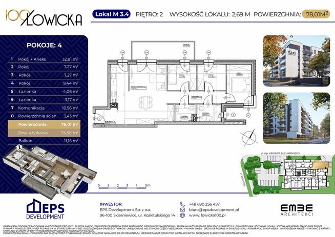 Mieszkanie na sprzedaż - 74 m² - 4 pokoje Skierniewice Widok