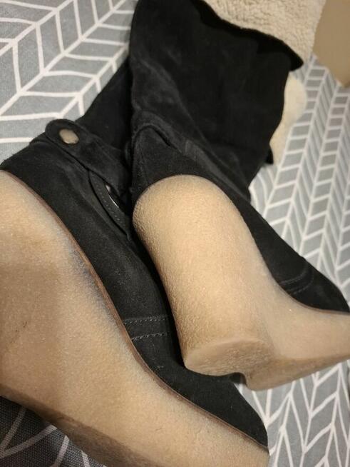 Kozaczki zamszowe na koturnie vintage