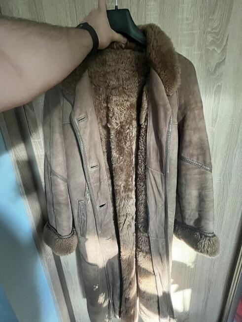OKAZJA kożuch ponadczasowy model brązowo - szary