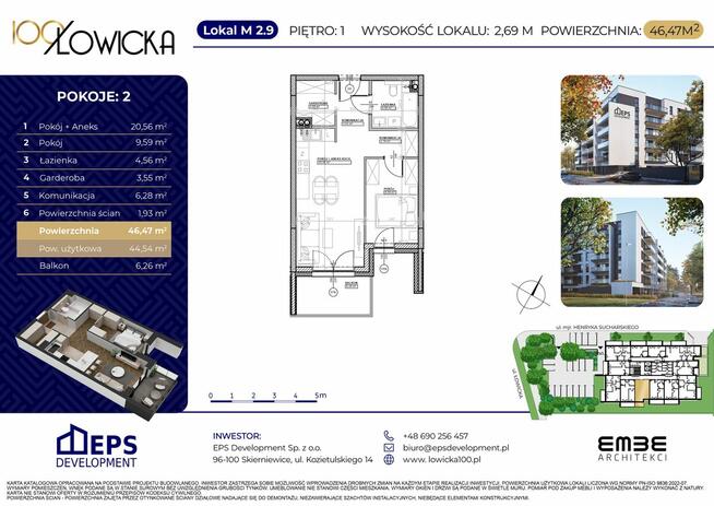 Mieszkanie na sprzedaż - 44 m² - 2 pokoje Skierniewice Widok