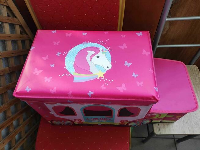 Pufa dla Dzieci Dziecka Różowa Pojemnik na zabawki Krzesełko