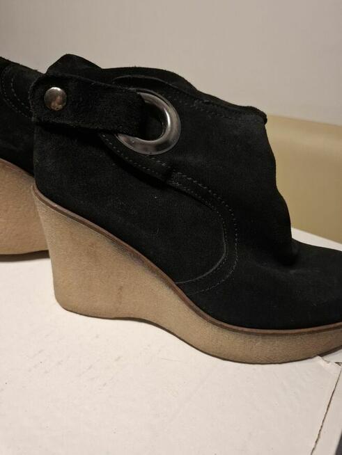 Kozaczki zamszowe na koturnie vintage